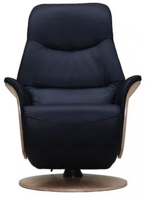 Product photograph of Gfa Lowa Battery Operated Swivel Recliner Chair - Black Leather Match from Choice Furniture Superstore