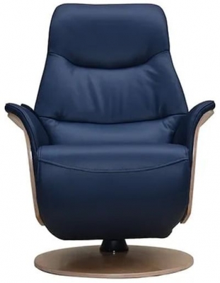 Product photograph of Gfa Lowa Battery Operated Swivel Recliner Chair - Navy Leather Match from Choice Furniture Superstore