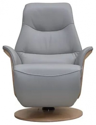 Product photograph of Gfa Lowa Battery Operated Swivel Recliner Chair - Pale Grey Leather Match from Choice Furniture Superstore