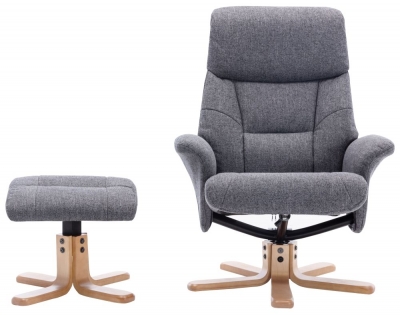 Product photograph of Gfa Marseille Swivel Recliner Chair With Footstool - Slate Fabric from Choice Furniture Superstore