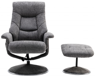 Product photograph of Gfa Riviera Swivel Recliner Chair With Footstool - Flint Fabric from Choice Furniture Superstore