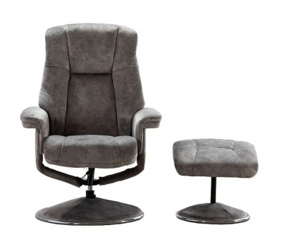 Product photograph of Gfa Denver Swivel Recliner Chair With Footstool - Elephant Fabric from Choice Furniture Superstore