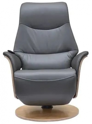 Product photograph of Gfa Lowa Battery Operated Swivel Recliner Chair - Charcoal Leather Match from Choice Furniture Superstore