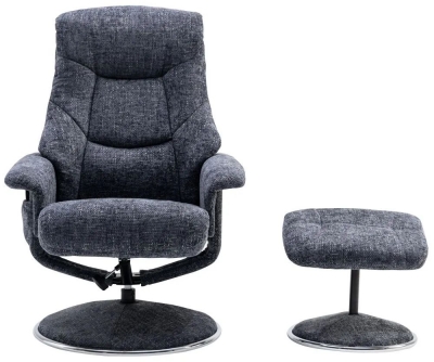 Product photograph of Gfa Riviera Swivel Recliner Chair With Footstool - Atlantic Fabric from Choice Furniture Superstore