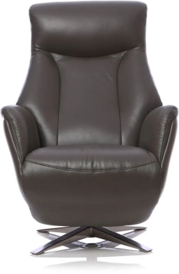 Product photograph of Gfa Houston Swivel Recliner Chair - Iron Leather Match from Choice Furniture Superstore