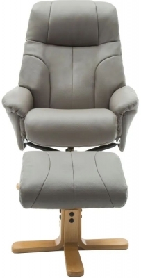 Product photograph of Gfa Dubai Swivel Recliner Chair With Footstool - Grey Plush Fabric from Choice Furniture Superstore