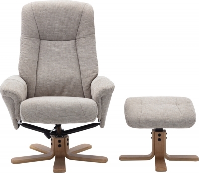 Product photograph of Gfa Hawaii Swivel Recliner Chair With Footstool - Lille Sand Fabric from Choice Furniture Superstore