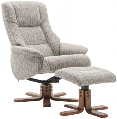 Product photograph of Gfa Florida Swivel Recliner Chair With Footstool - Wheat Fabric from Choice Furniture Superstore