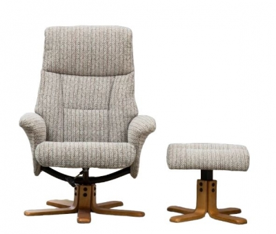 Product photograph of Gfa Marseille Swivel Recliner Chair With Footstool - Wheat Fabric from Choice Furniture Superstore