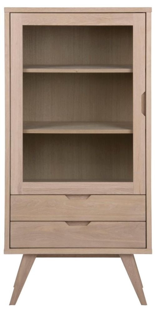 A Line Oak 1 Door 2 Drawer Display Cabinet