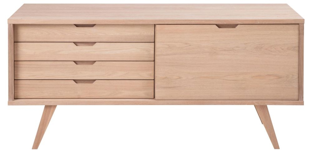 A Line Oak 1 Door 4 Drawer Wide Sideboard