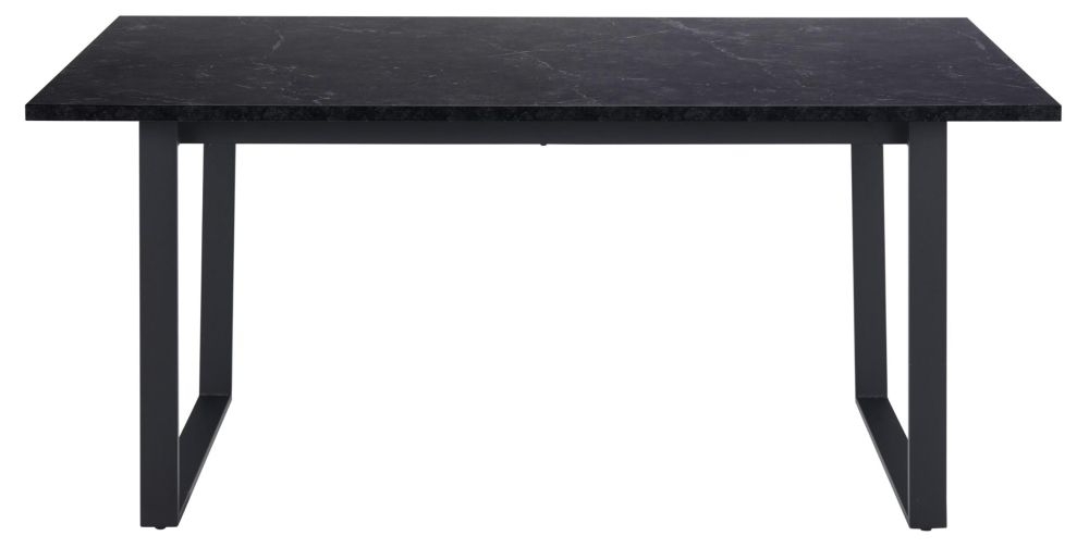 Amble Black Marble Effect Top And Matt Black Legs 6 Seater Dining Table 160cm