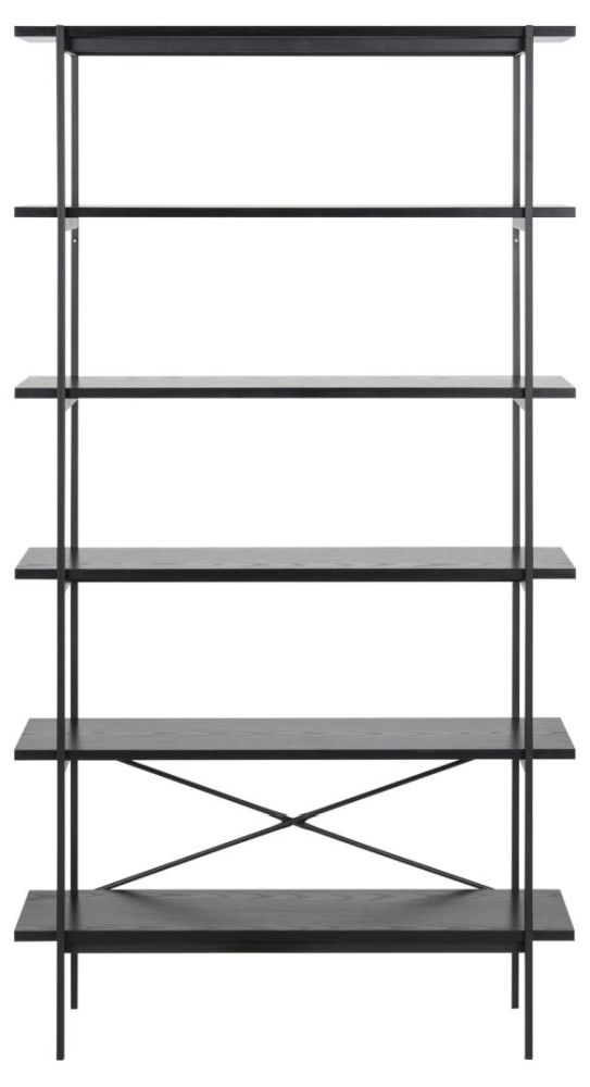 Angus Black Open Bookcase