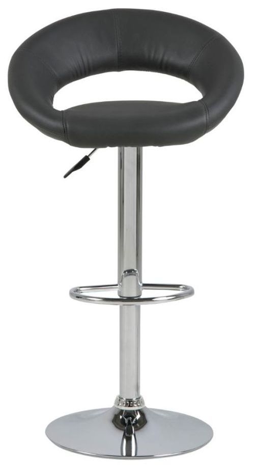 Plump Grey Faux Leather And Chrome Gas Lift Bar Stool Sold In Pairs