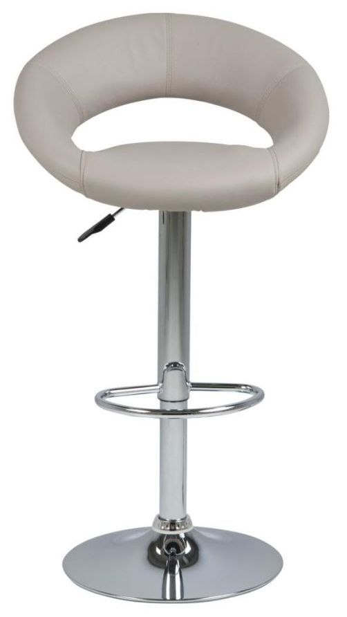 Plump Taupe Faux Leather And Chrome Gas Lift Bar Stool Sold In Pairs