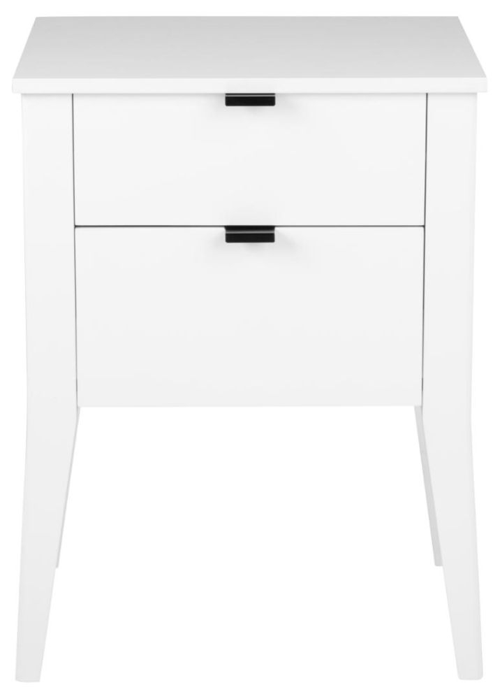 Sleepy White 2 Drawer Bedside Table