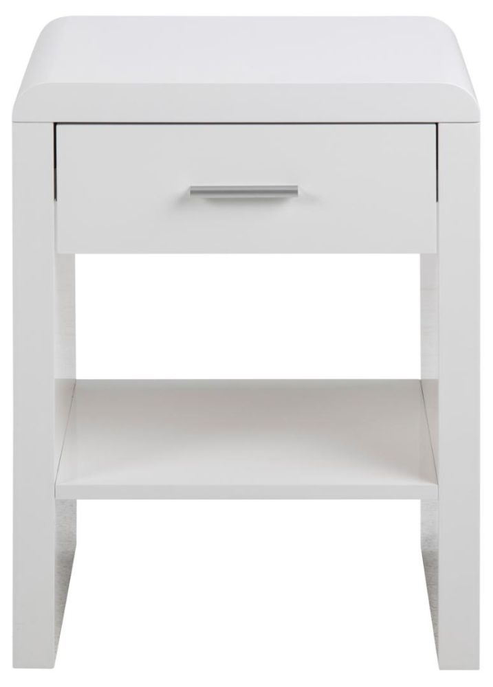 Supernova High Gloss White 1 Drawer Bedside Table