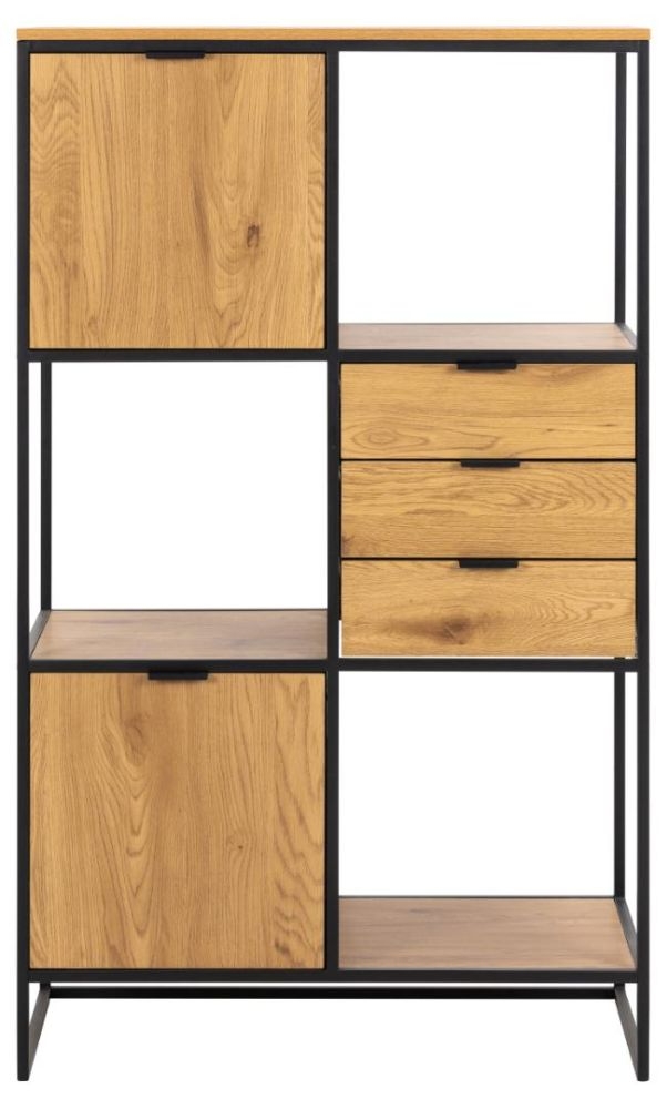 Swindon Oak 2 Door 3 Drawer Bookcase With 3 Shelves