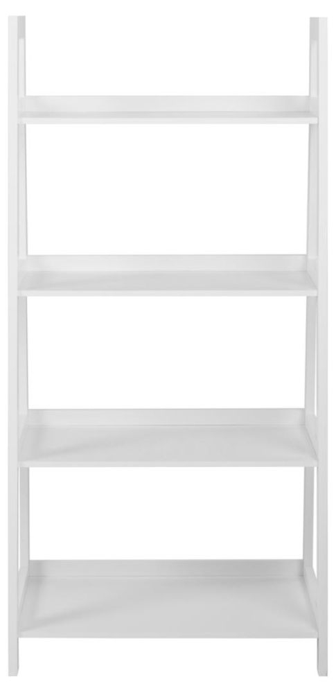 Wally White Ladder Bookcase With 4 Shelves
