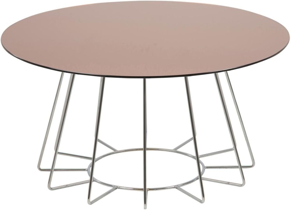 Casia Bronze Glass And Chrome Round Coffee Table