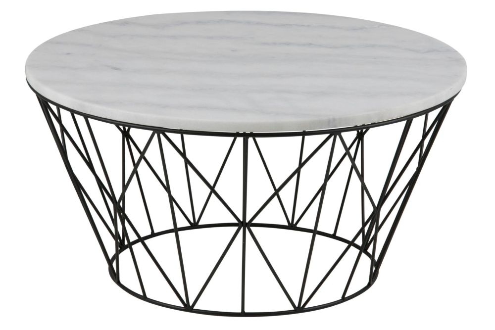 Dudley White Guangxi Marble Effect Top Round Coffee Table