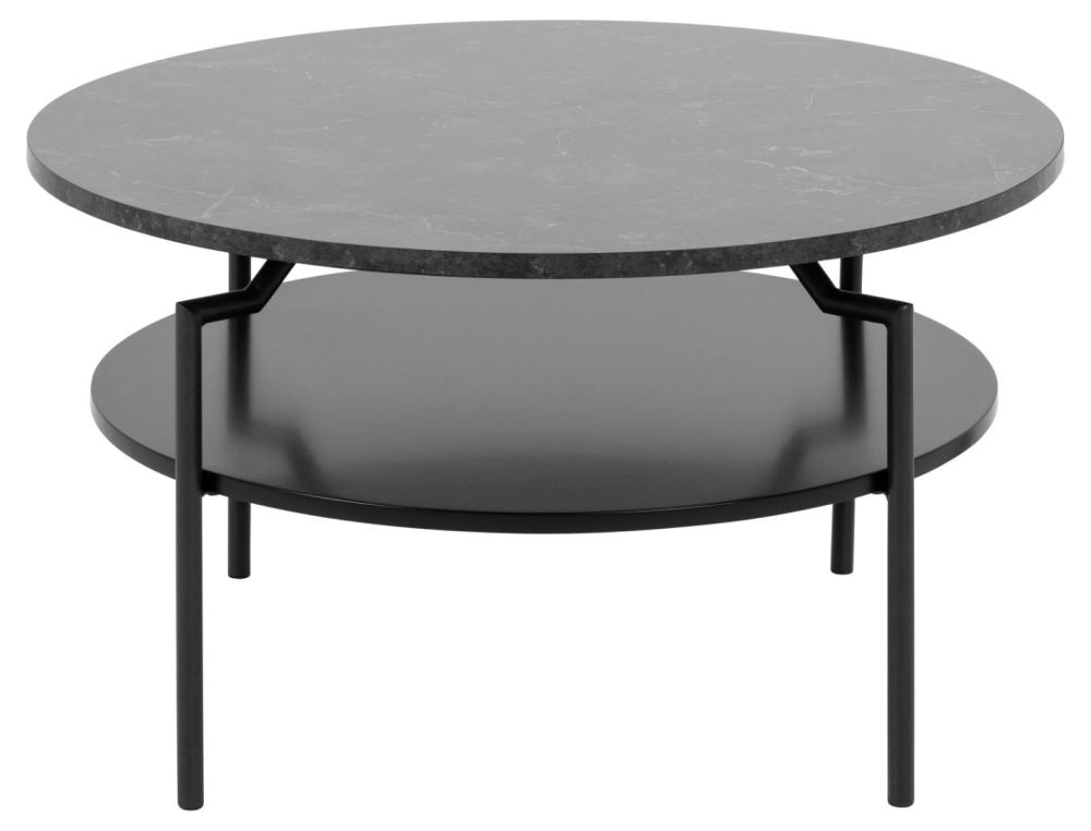 Goldington Black Marble Effect Top Round Coffee Table