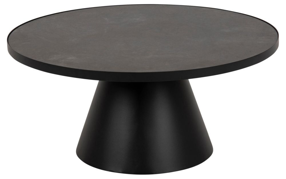 Soli Black Fairbanks Ceramic Top Large Round Coffee Table