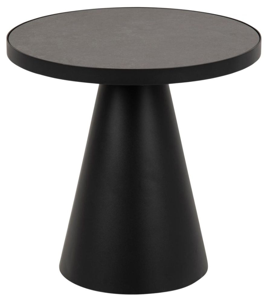 Soli Black Fairbanks Ceramic Top Round Coffee Table