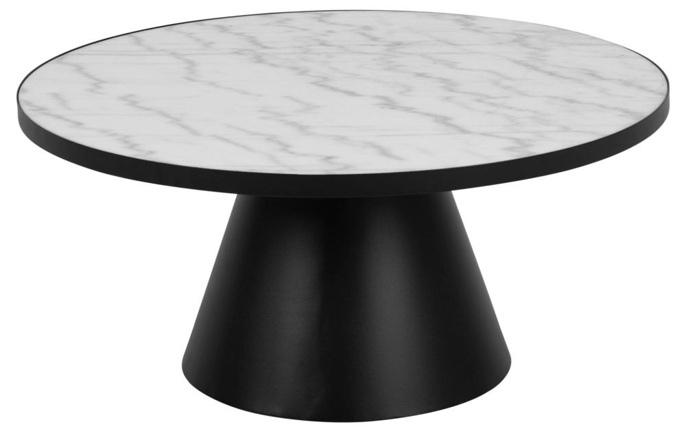 Soli White Guangxi Marble Effect Top Round Coffee Table