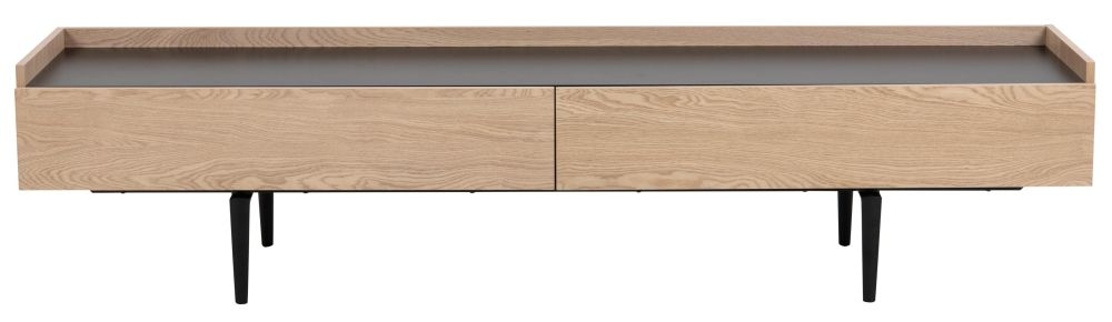 Connect Oak And Black Legs 2 Door Tv Unit For Tv Upto 70 Inch With Storage