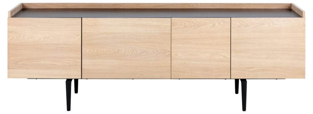 Connect Oak And Black Legs 4 Door Sideboard