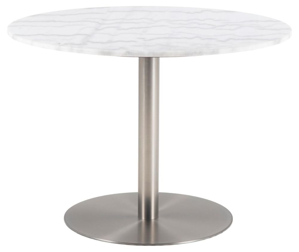 Corby White Guangxi Marble Effect And Chrome 2 Seater Round Dining Table 105cm