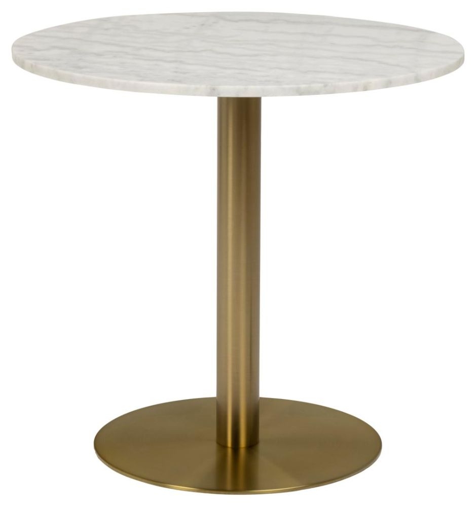 Corby White Guangxi Marble Effect And Gold 2 Seater Round Dining Table 80cm