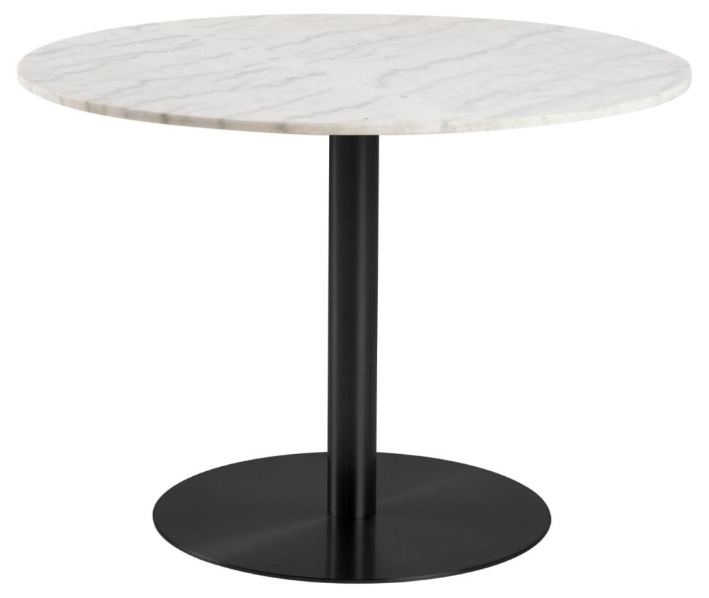 Corby White Guangxi Marble Effect And Matt Black 2 Seater Round Dining Table 105cm