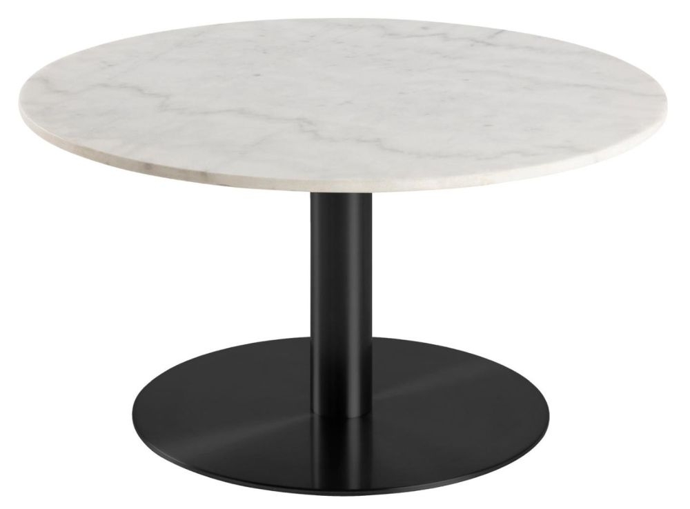 Corby White Guangxi Marble Effect And Matt Black Round Coffee Table
