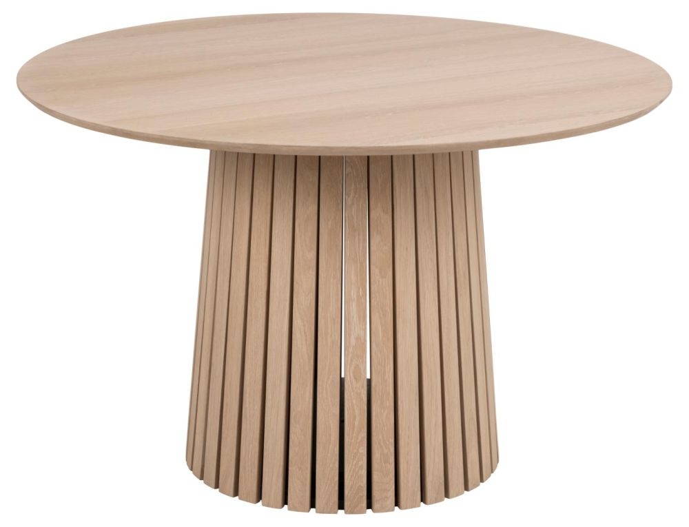 Christo Matt White Pigmented Oak 4 Seater Round Dining Table 120cm