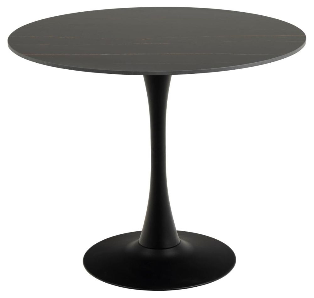 Malta Black 2 Seater Round Dining Table 90cm