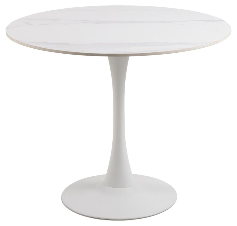 Malta White 2 Seater Round Dining Table 90cm