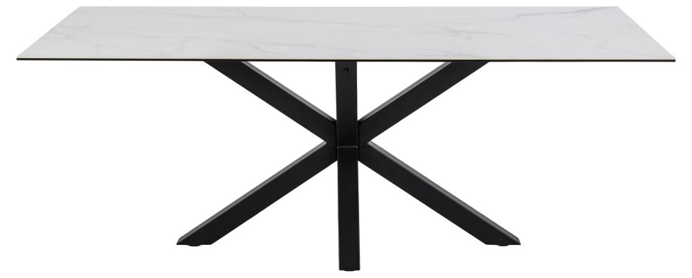 Heaven White Akranes Ceramic Top And Black 8 Seater Dining Table 200cm