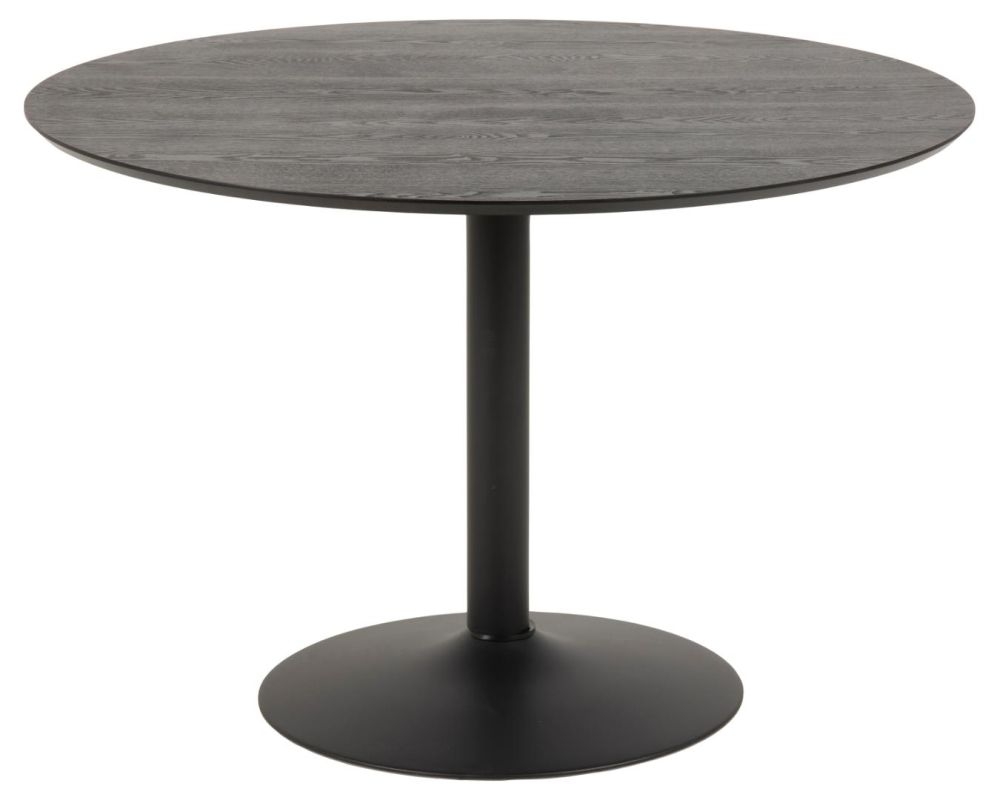 Ibiza Matt Black 2 Seater Round Dining Table 110cm