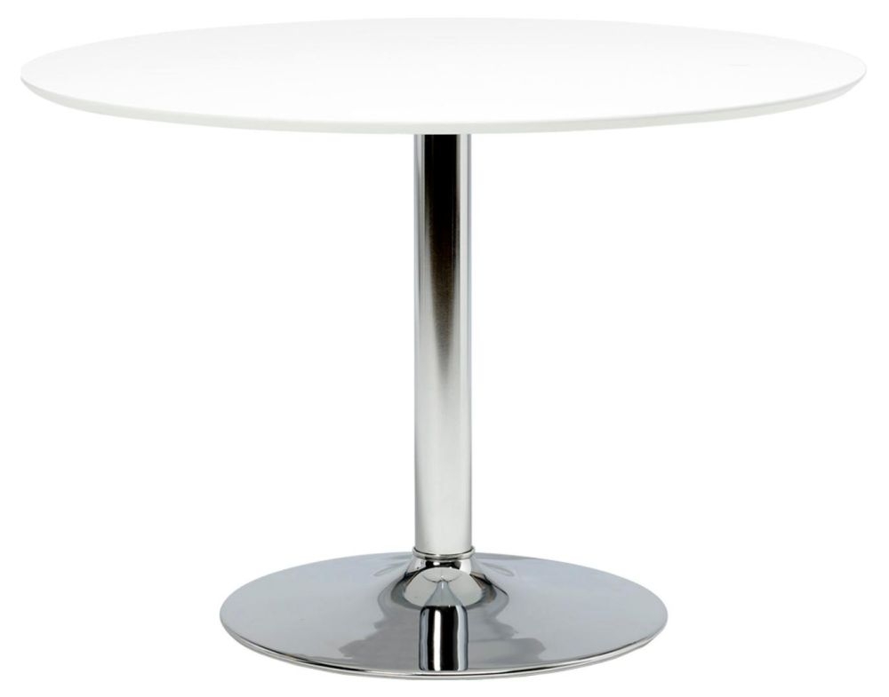 Ibiza White And Chrome 2 Seater Round Dining Table 110cm