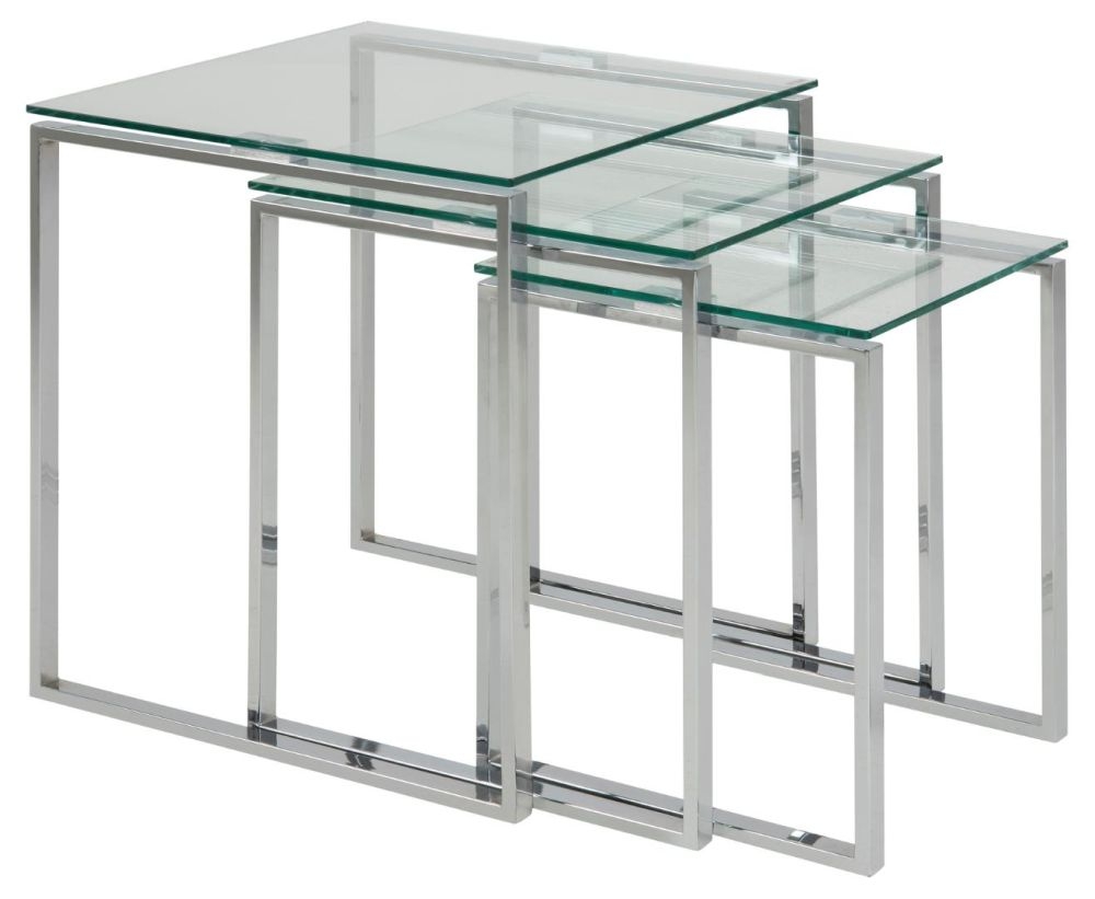 Katrine Clear Glass Top Nest Of 3 Tables