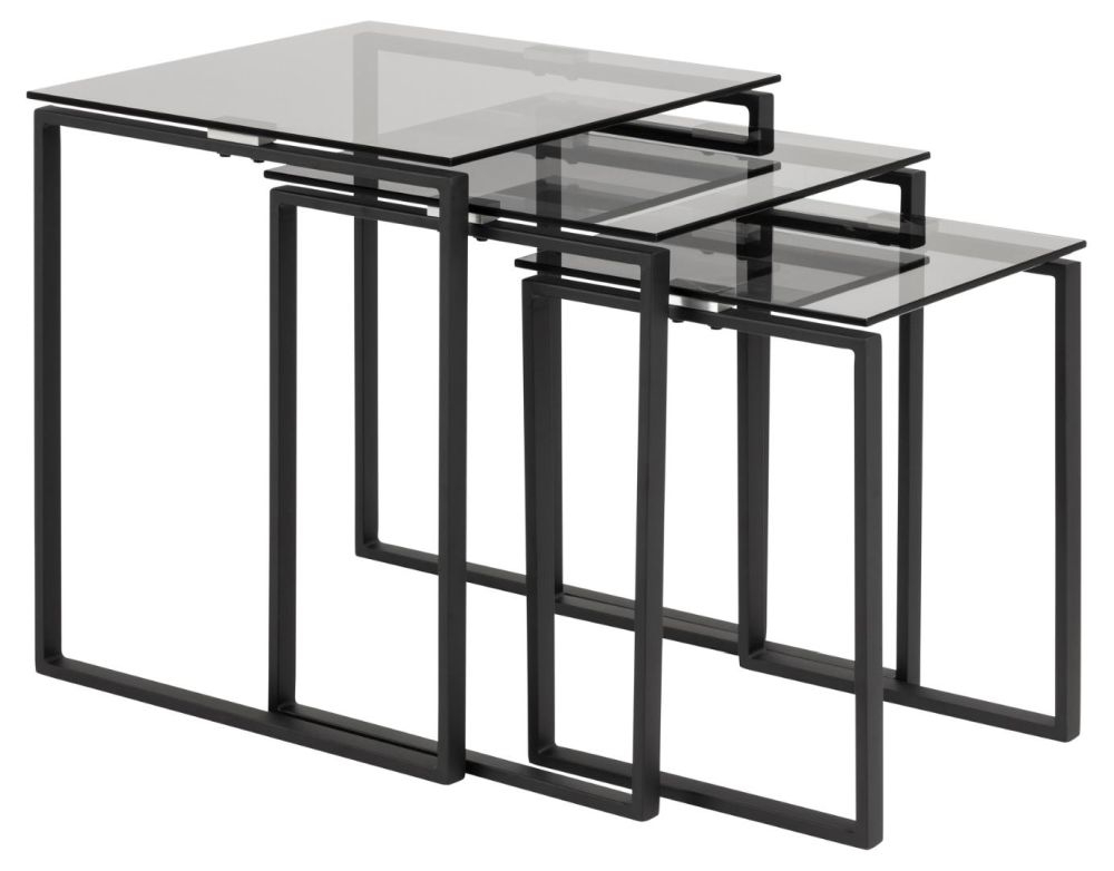 Katrine Smoked Glass Top Nest Of 3 Tables