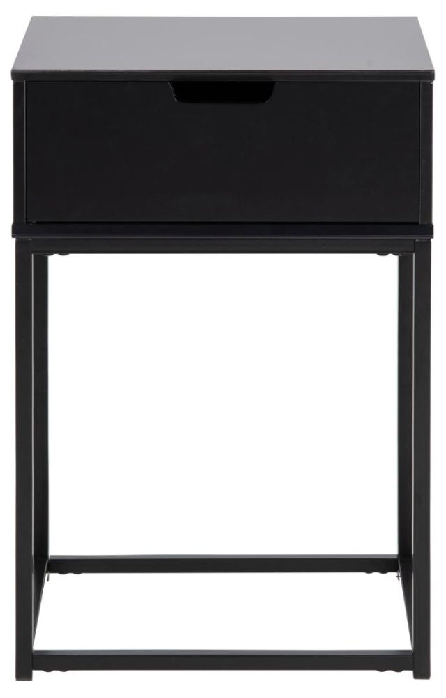 Mitra Black 1 Drawer Bedside Table