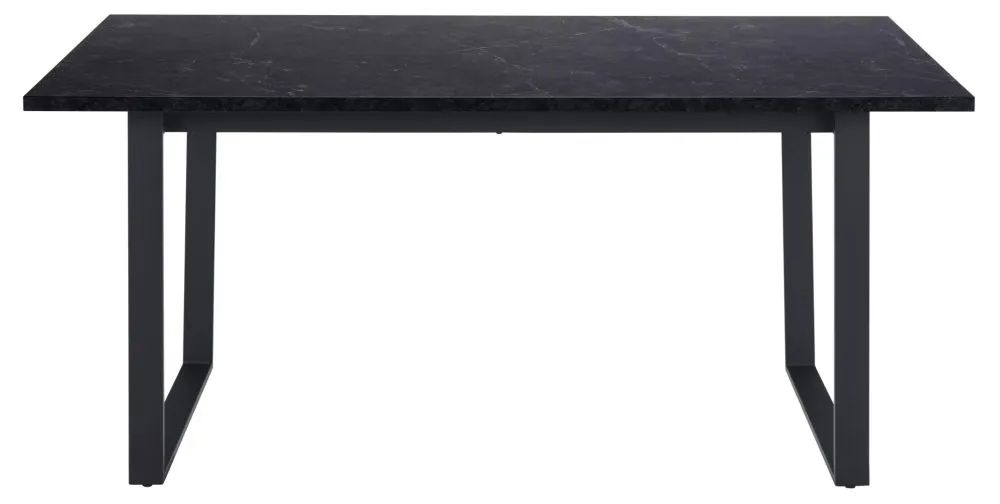 Amble Black Marble Effect Top And Matt Black Legs 6 Seater 160cm Dining Table Clearance Fss14497