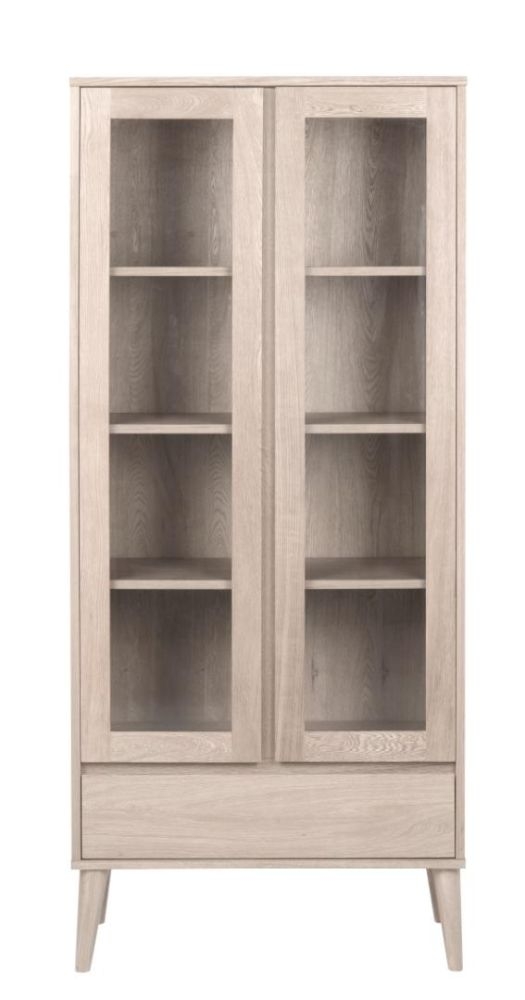 Nagano White Pigmented Oak Veneer 2 Door 1 Drawer Display Cabinet