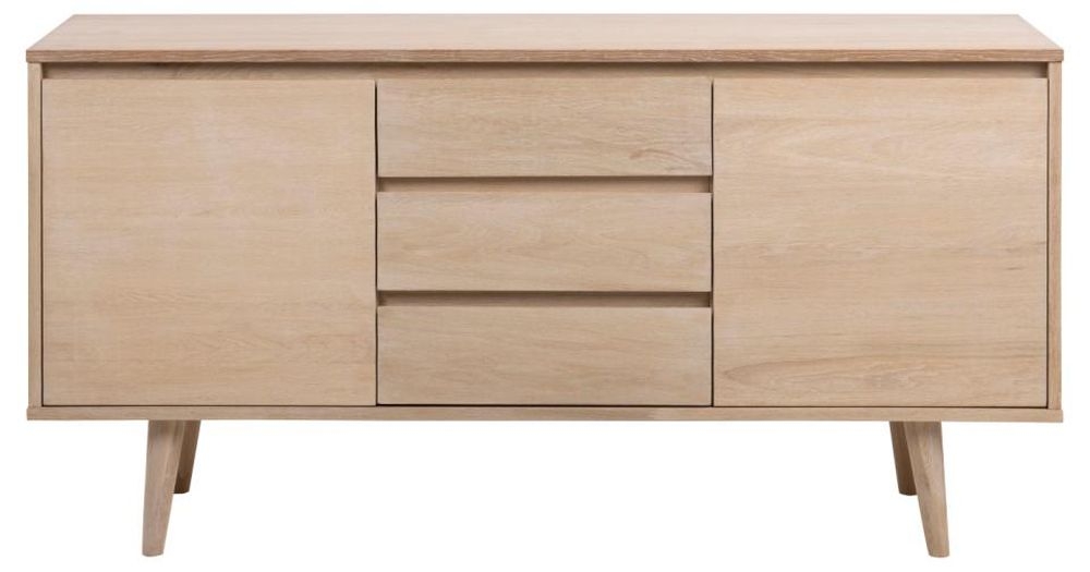 Nagano White Pigmented Oak Veneer 2 Door 3 Drawer Sideboard