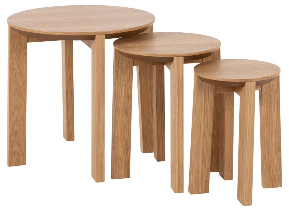 Maxime Oak Round Nest Of 3 Tables