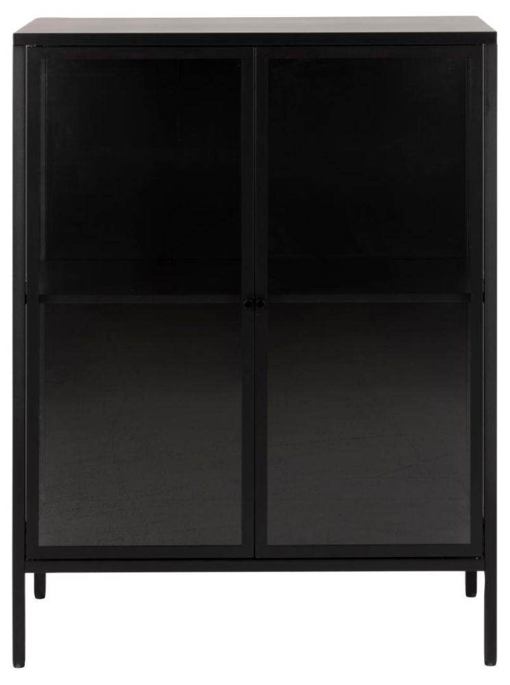 Newcastle Matt Black 2 Door Display Cabinet