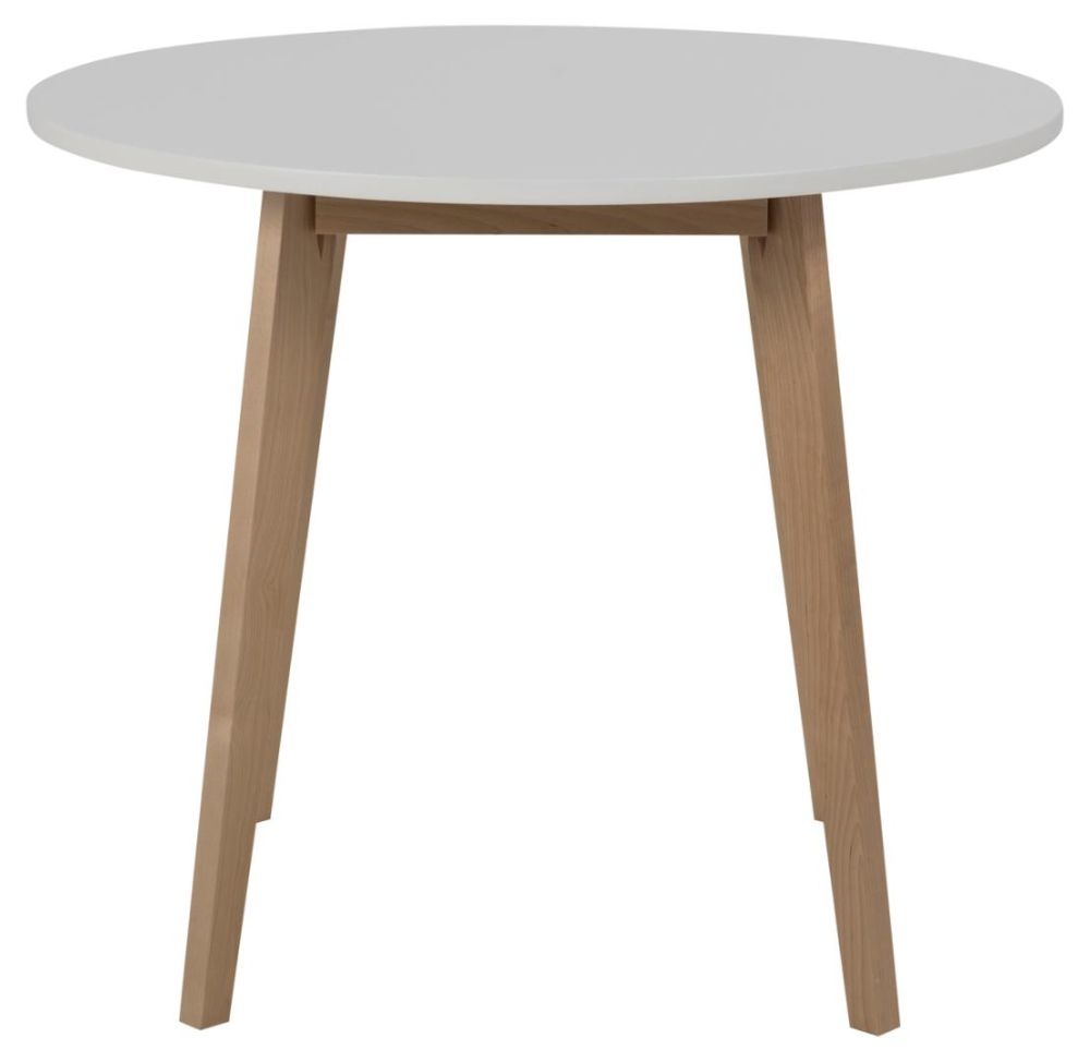 Raven White And Birch 2 Seater Round Dining Table 90cm